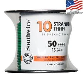 10 Stranded Building Wire, Green, 50 Ft.