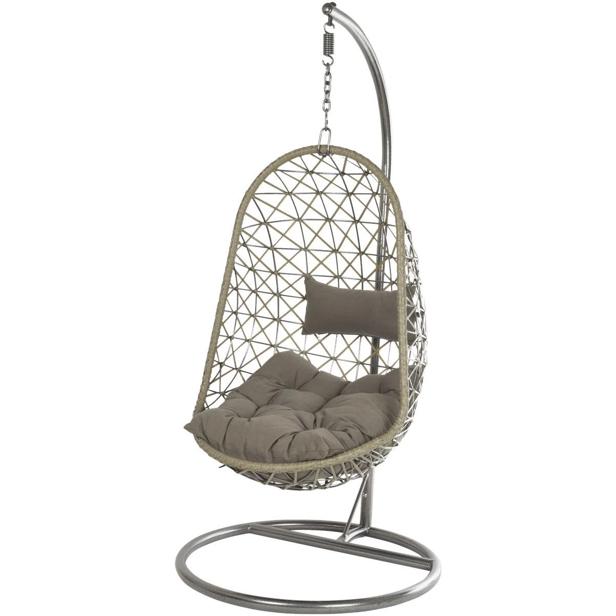 Decoris Garden Furniture Bologna Gray Outdoor Wicker Hanging Egg Chair