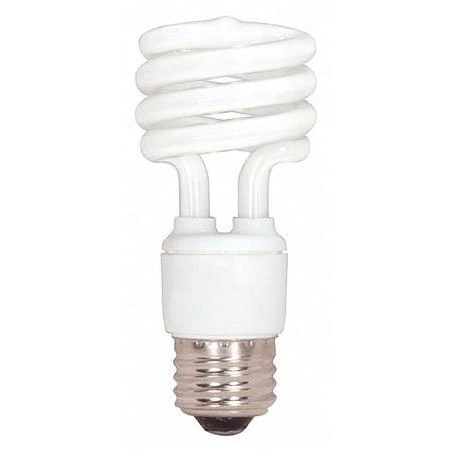 Satco S7217 Mini Spiral Compact Fluorescent Lamp 13 Watt 120 Volt 2700K 82 CRI Medium Screw E26 Base 12000 Hour Life