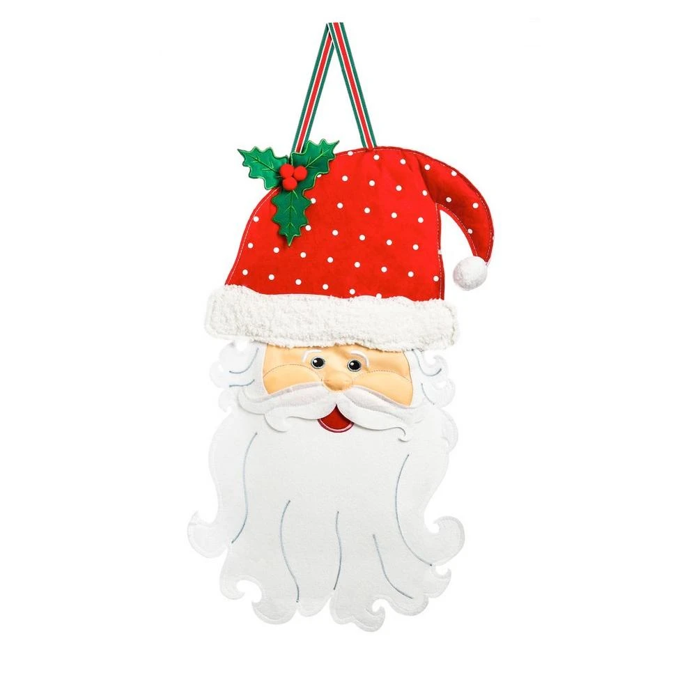 Evergreen Santa Claus Outdoor Safe Felt Door Decor