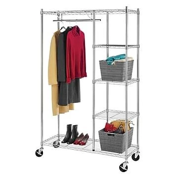 Whitmor Rolling Garment Shelves Rack Chrome Gorham s Ltd