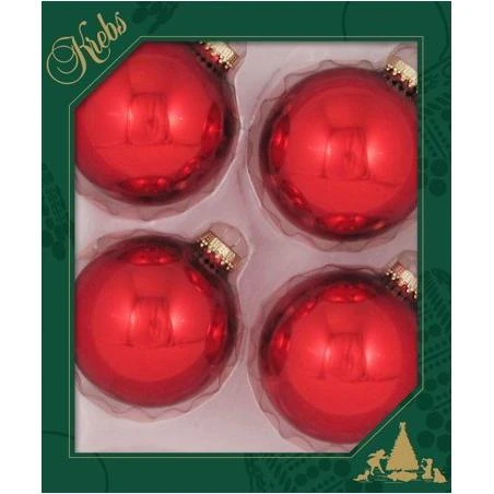 Designer Seamless Glass Ball Ornaments, 3 1/4" (80mm), Red