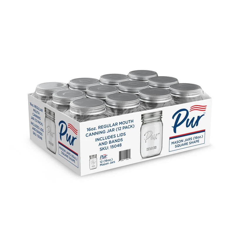 6028926 16 oz Regular Mouth Mason Jar&#44; Pack of 12
