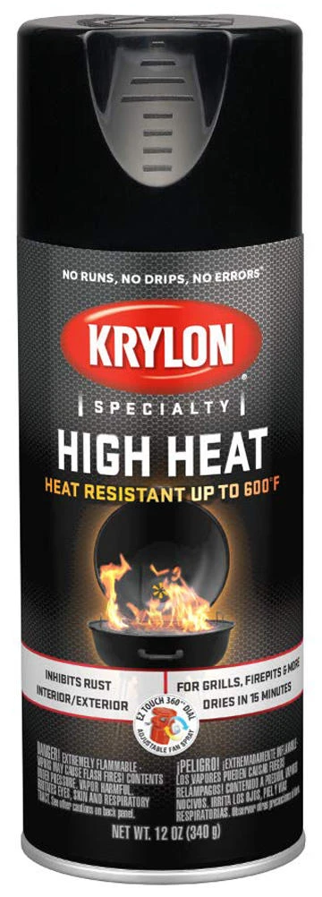 High Heat Satin Black Spray Paint 12 Oz. For Bbq And Stove