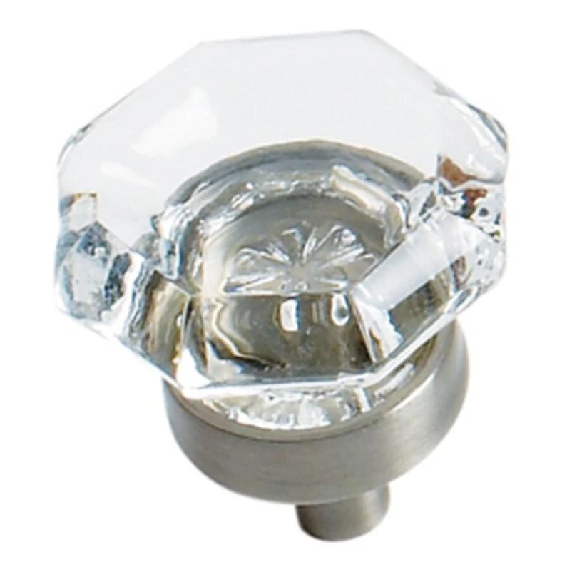 Amerock BP55266CG10 Satin Nickel Knobs 1" Diameter Round Glass Cabinet Knob from the Traditional Classics Collection