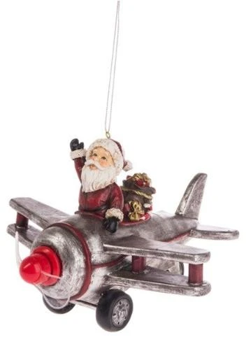 Santa's Ride Airplane Light Up Ornament - Festive Holiday Decoration