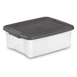 Sterilite 19363V06 25 qt Clear & Gray Shelf Tote