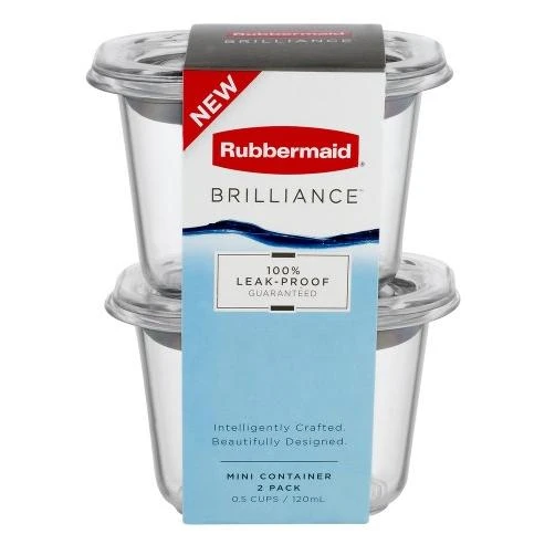 Rubbermaid Brilliance Food Storage Container Mini 0.5 Cup, Clear, 2 Pack 1991154