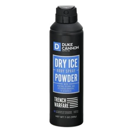 Duke Cannon Men's Trench Warfare Dry Ice Body Spray Powder, 7 ounce/No CFCs, Paraben-free