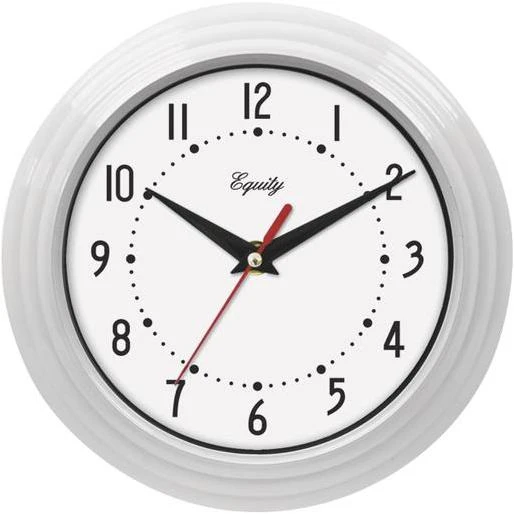 8.5in. White Frame Round Quartz Wall Clock 25011