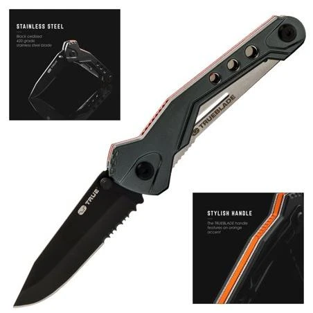 True Utility Trueblade Pocketknife 2.75" Stainless Steel Blade Belt Clip TU6871