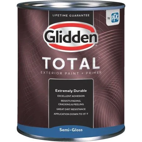 Glidden Total Exterior Paint + Primer Semi-Gloss Midtone Base Quart