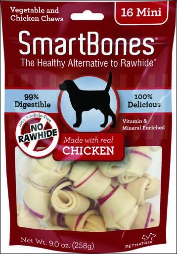 SmartBones NO-RAWHIDE Chicken Mini Dog Chews, 16 Pk
