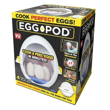 As Seen on TV Egg Pod 4-Egg White Microwave Egg Cooker that Perfectly Cooks Eggs and Detaches the Shell!