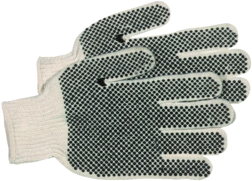 GLOVE WHT KNIT W/PVC DOTS RV L