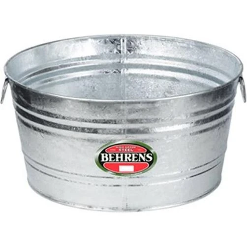 15 Gallon Hot Dipped Galvanized Round Wash Tub - Durable And Versatile