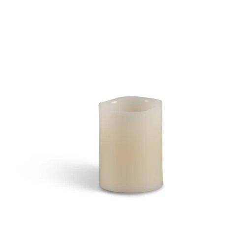Candle. 4 in. LED Bisque Wavy-Edge Candle with Timer (Set of 2) 33075
