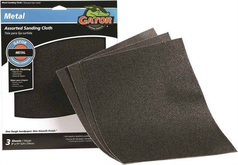 Gator 4447 Sanding Sheet, 11 in L, 9 in W, Emery Abrasive, Cloth Backing