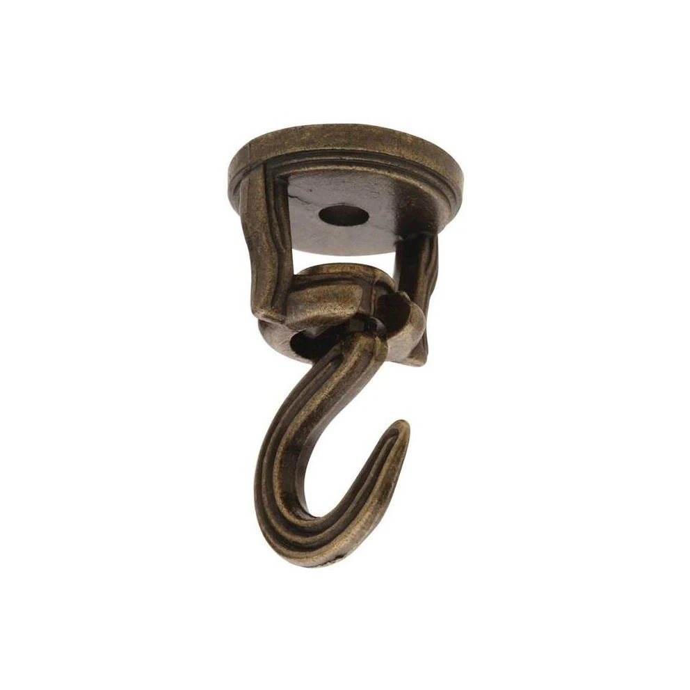 7177249 2 in. Swivel Swag Hook - Die Cast, Antique Brass