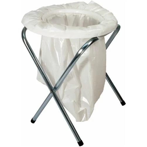 Portable Toilet With 6 Toilet Bags, Lightweight Tubular Steel Frame