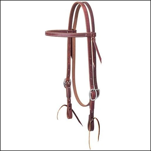 5/8" WEAVER WORKING ECONOMY BROWBAND HORSE LEATHER HEADSTALL STAINLESS STEEL