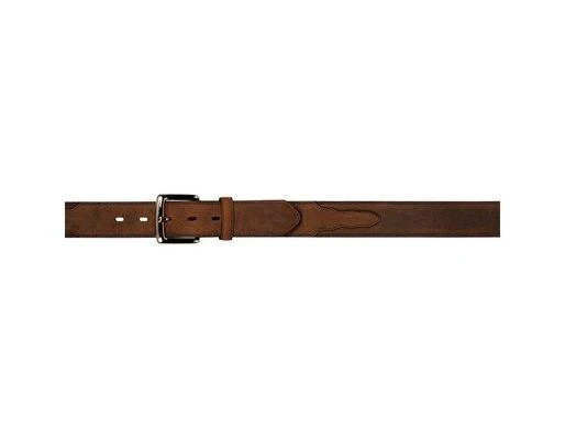 D5600-32 1.50 In. Distressed Western Leather Overlay Feathered Edge Brass Belt, Size 32