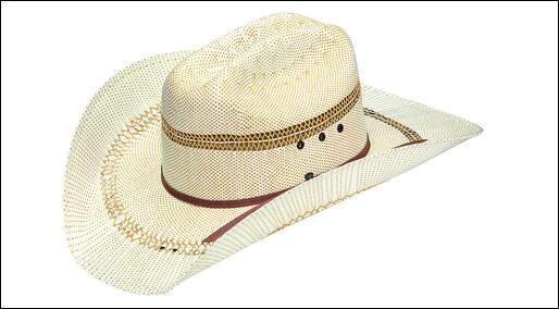 A73124-7.5 Men's Bangora Straw Hat With Two Cord Band, Tan & Brown - Size 7.5