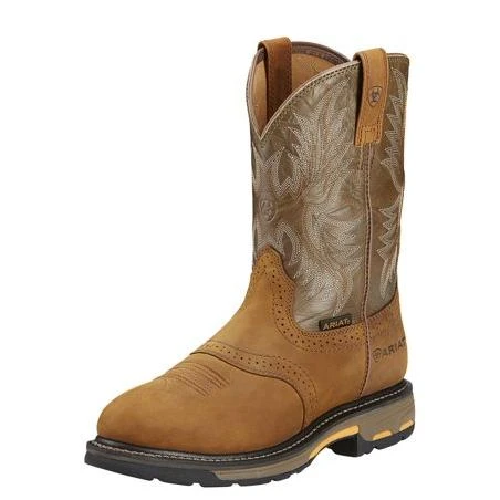 Work Boots Mens Workhog Pull On Aged Bark Army Green 10001188