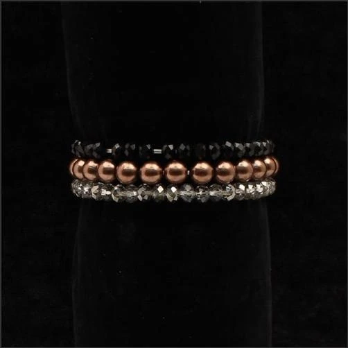 30972 Copper Smooth Beads Bracelet Set - 5 Piece Stylish Jewelry