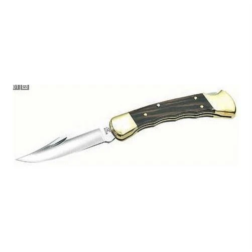 Buck Folding Hunter with Finger Grooved Woodgrain Handle