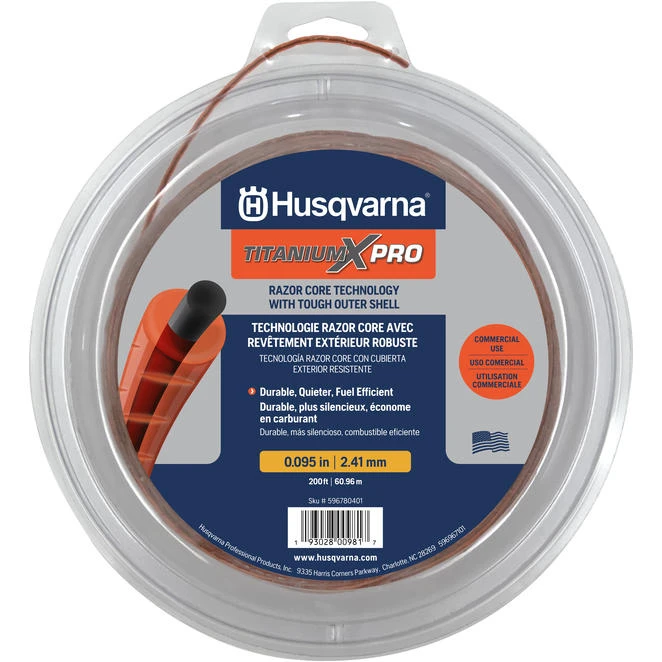 Husqvarna Fil De Coupe-bordure Titanium X-Pro Husqvarna, Copolymère, Coupe-fil Intégré, 200 Pi L. X 0,095 Po De Diamètre 596780401