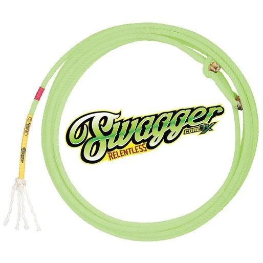 36" CACTUS SWAGGER NATUAL NYLON 4 STRAND PERFECT HEEL MED SOFT ROPE NEON GREEN