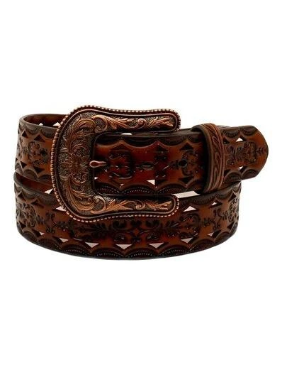 Women's Cutout Tooled Filigree Western Belt Xl Tan Black A1523667
