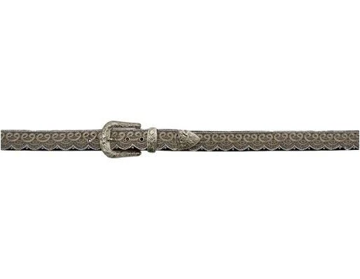 Da3650-m 1.50 In. Tan Lace & Bead Overlay Silver Tone Studs Belt, Brown - Medium