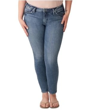 Plus Size Women's Silver Jeans Co. Most Wanted Ankle Skinny Jeans, Size 24W x 27 - Blue