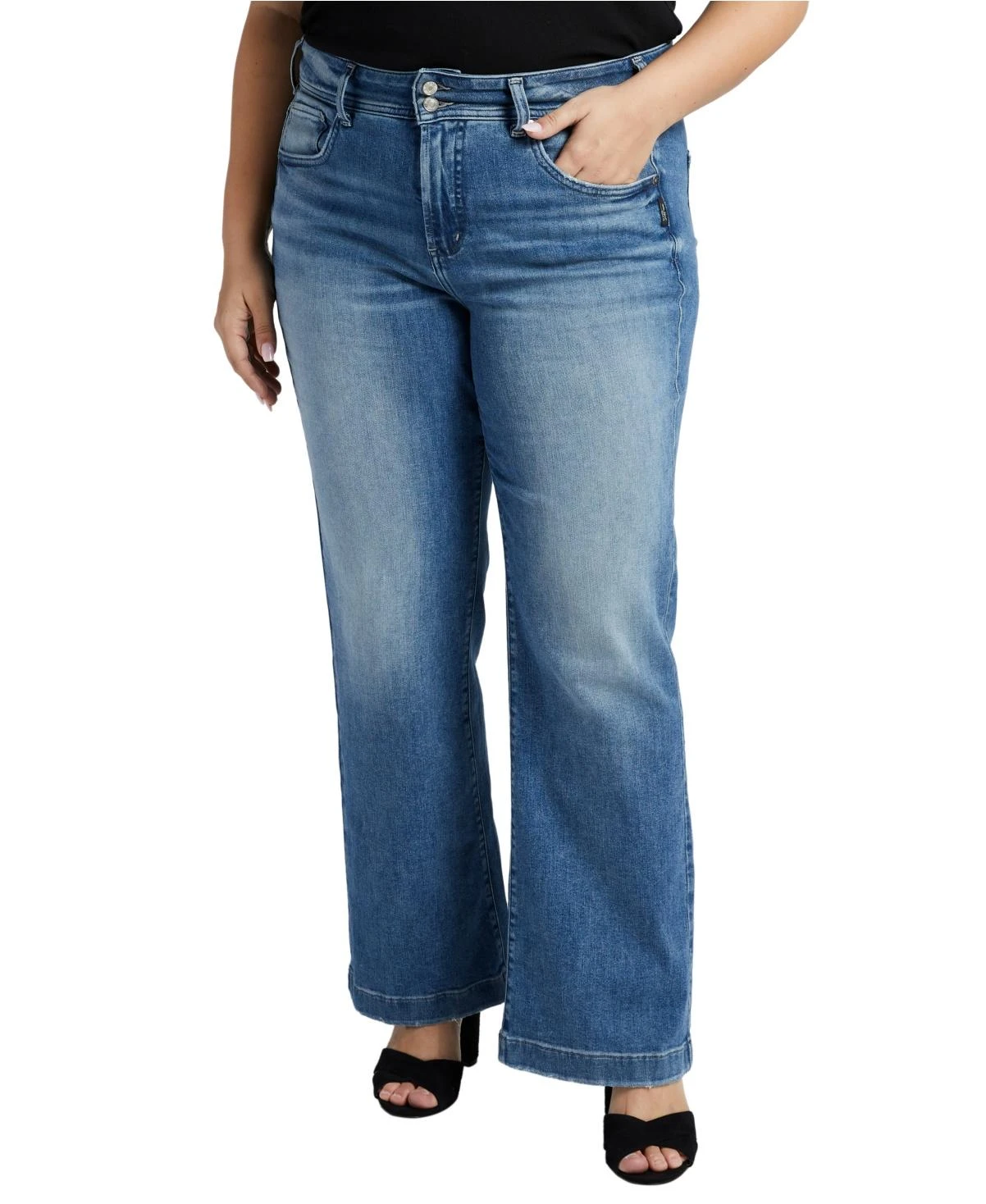 Silver Jeans Co. Plus Size Avery High Rise Trouser Leg Jeans