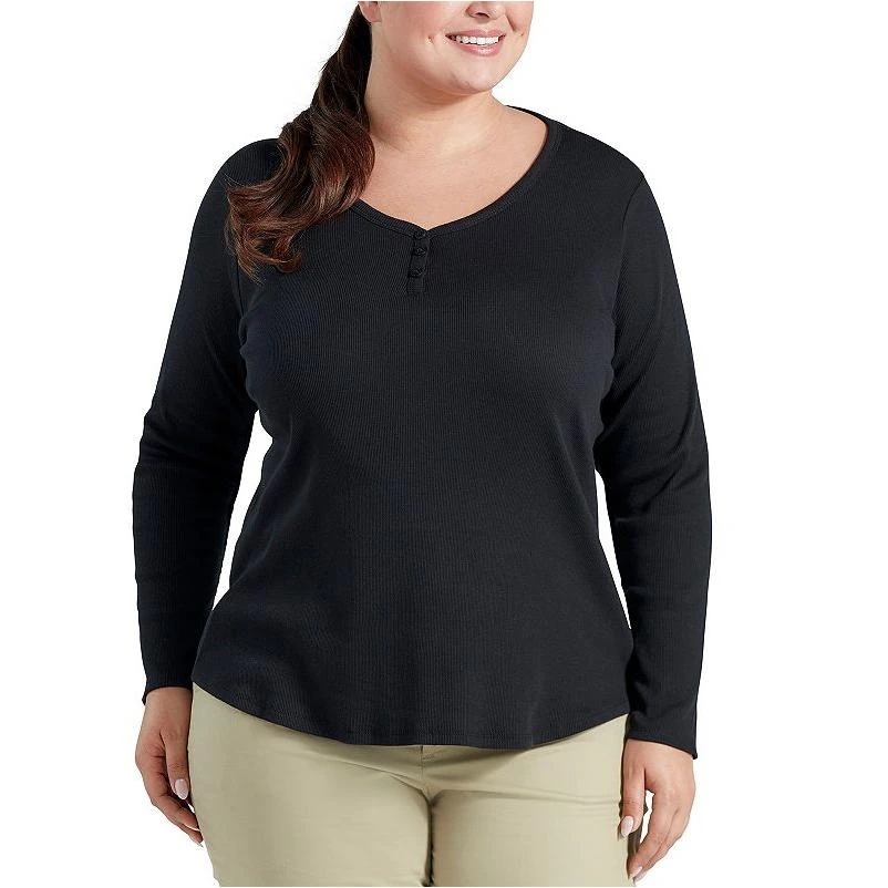 Plus Size Dickies Henley Shirt, Women's, Size: 2XL, Black