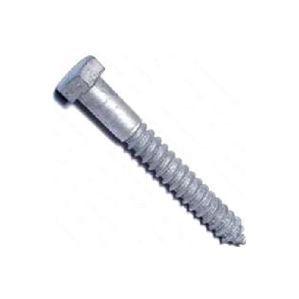 Midwest Fastener 05596 Lag Screw, 1/2-6 Thread, 4 in OAL, 2 Grade, Galvanized Steel, SAE Measuring