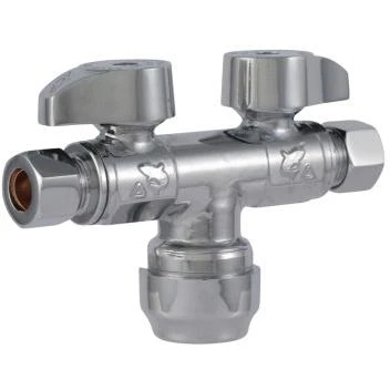 SBDS123838 0.5 in. x 0.375 x 0.375 Cmp Dual Stop Valve