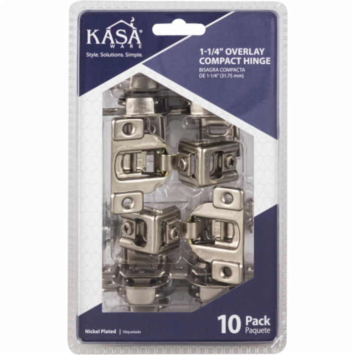 KasaWare 1-1/4 In. Overlay Compact Hinge (10-Pack)