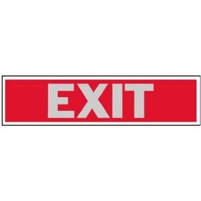 Sign,  Exit , Red Aluminum, Adhesive, 2 x 8-In.