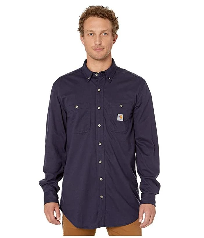 Carhartt Flame-Resistant (FR) Force Cotton Hybrid Shirt (Dark Navy) Men's Short Sleeve Button Up