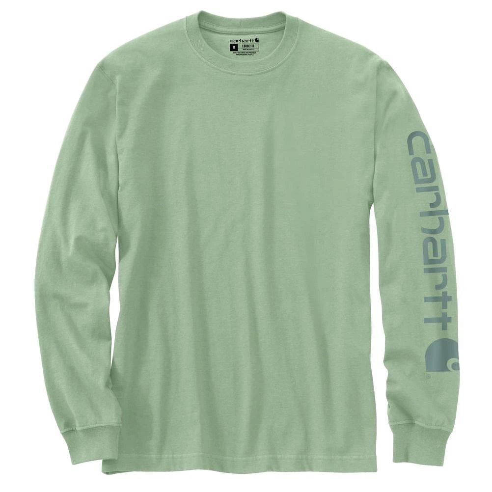 Carhartt Men's XX-Large Soft Green Cotton Loose Fit Heavyweight Long Sleeve Graphic T-Shirt