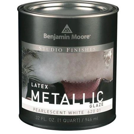 Benjamin Moore Studio Finishes Metallic Glaze, Pearlescent White, Quart 32oz (620-01)
