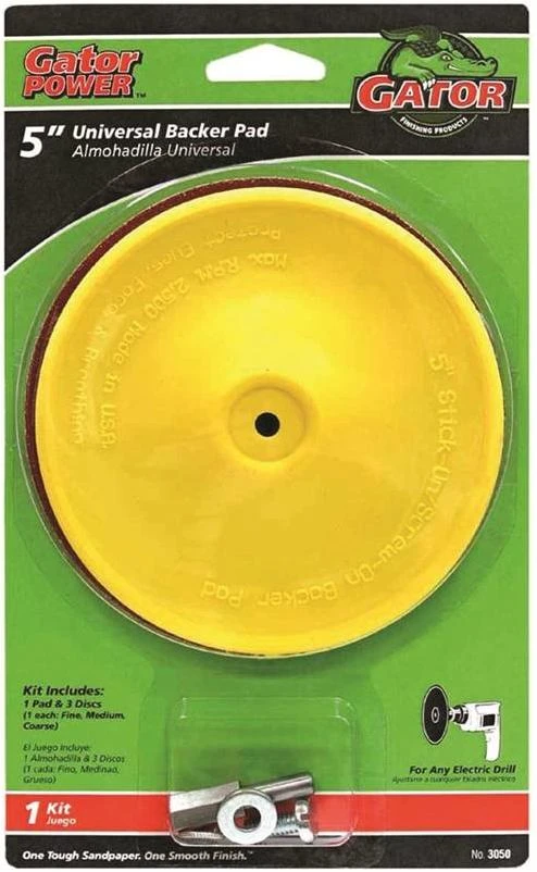Gator 3050 Sanding Disc Kit, 5 in Dia, 1/4 in Arbor, Zirconium Oxide Abrasive