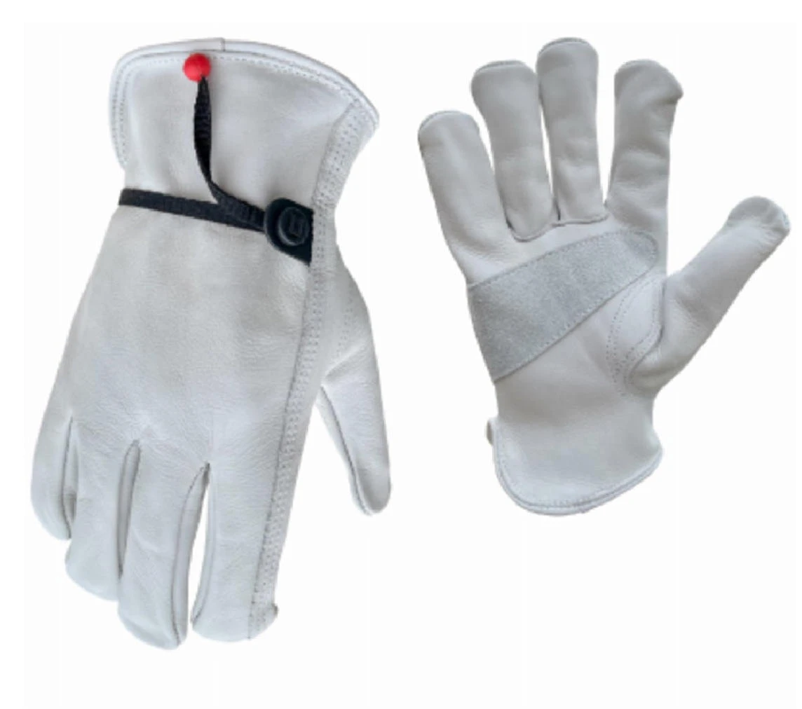 103538 Grain Cowhide Ball & Tape Wrist Gloves&#44; White - Medium