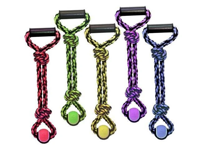 Nuts For Knots 20" 2-knot Rope Tug With Tennis Ball Toy, Assorted Colors