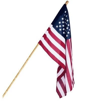 U.S. Flag Set, Polycotton, 5-Ft. Wood Pole, 2.5 x 4-Ft.