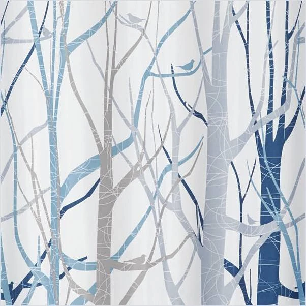 Interdesign Forest Shower Curtain, Med Blue, 72X72