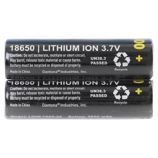 UL1865-26-2P 3.7V 2600 mAh 18650 Blister-Carded Batteries - Pack of 2